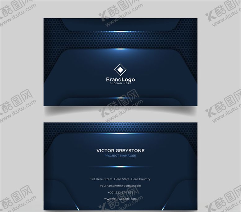 编号：32065209111404161106【酷图网】源文件下载-时尚名片深蓝色商务