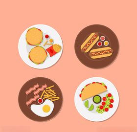 美味食物盘中餐图片AI矢量图
