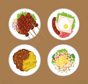 美味食物盘中餐图片AI设计素材AI矢量图