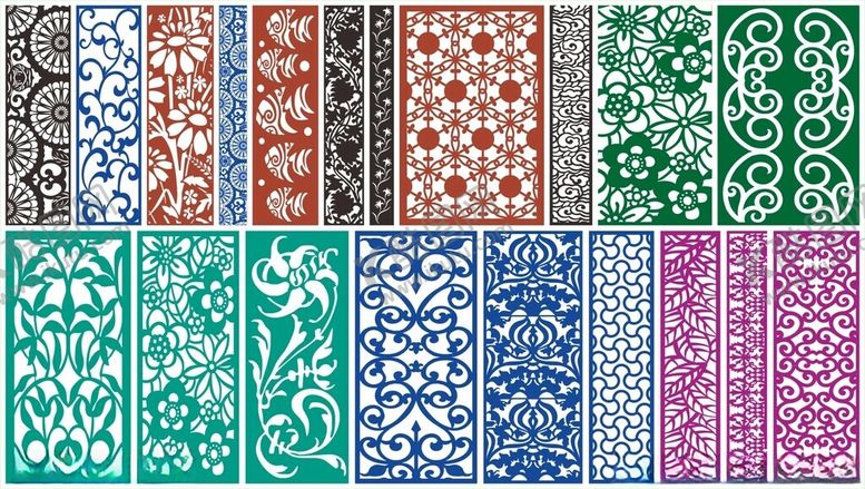 编号：78091111012304386134【酷图网】源文件下载-窗花镂空花纹屏风隔断雕花