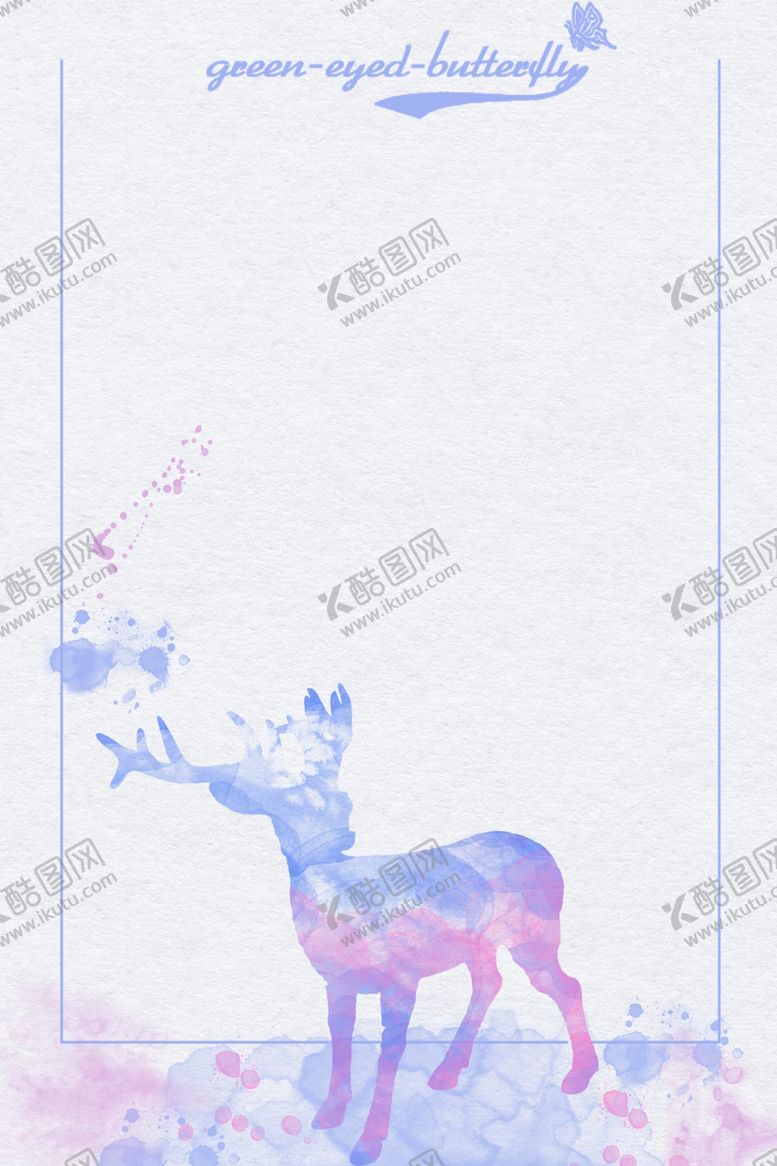 编号：65638406161919541130【酷图网】源文件下载-手绘麋鹿简约边框平面广告