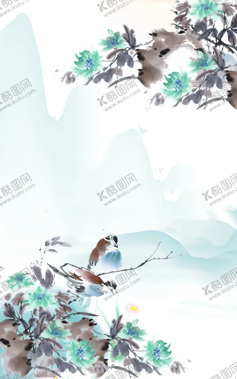 编号：18410204141358489870【酷图网】源文件下载-花鸟风景竖版装饰画