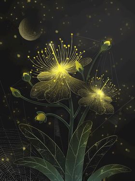 月夜下发光的神秘花朵