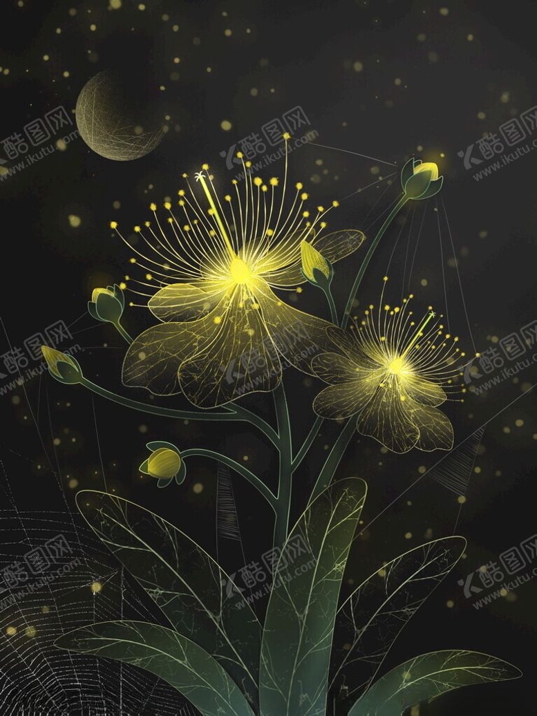 编号：72552904101926106290【酷图网】源文件下载-月夜下发光的神秘花朵