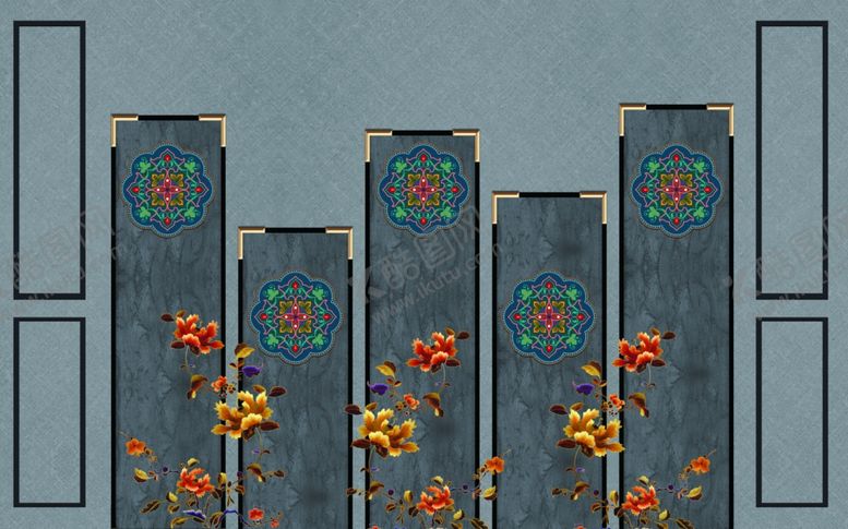 编号：41475109170102261148【酷图网】源文件下载-新中式背景墙