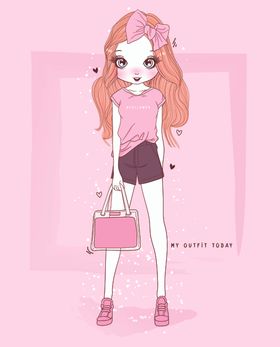 可爱卡通潮流少女插画