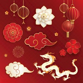 中国传统花纹新年春节图案