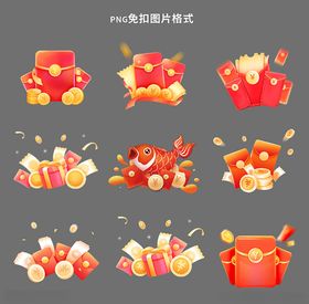 喜庆春节红包装饰元素集