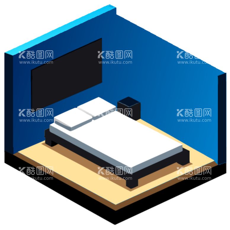 编号：73936712200223082689【酷图网】源文件下载-3D卧室和床