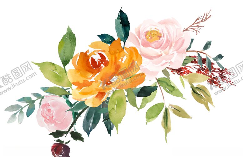 编号：40365309240601281302【酷图网】源文件下载-水彩创意花朵植物