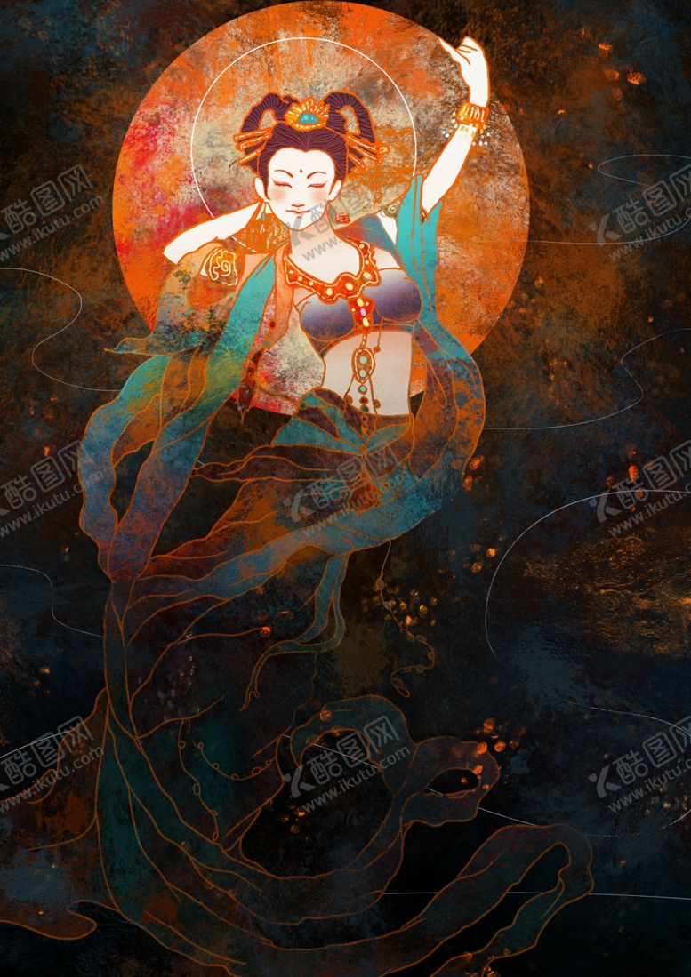 编号：88616405031044569782【酷图网】源文件下载-敦煌飞天插画