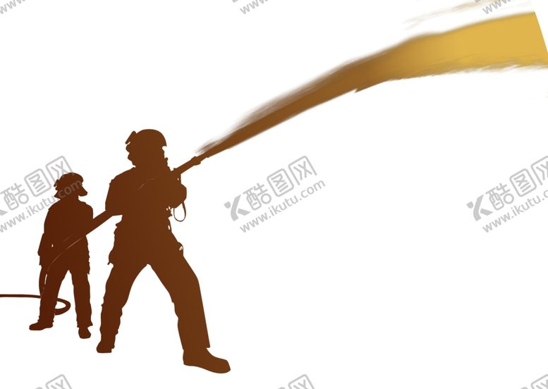 编号：10464005142354001050【酷图网】源文件下载-消防员灭火剪影素材