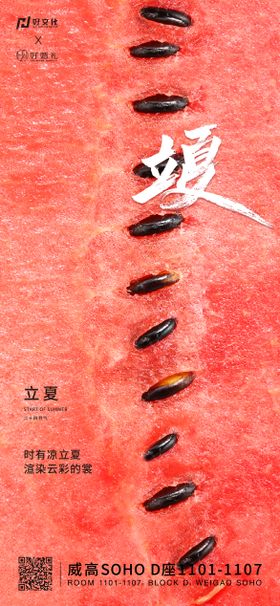 立夏西瓜清新节气海报