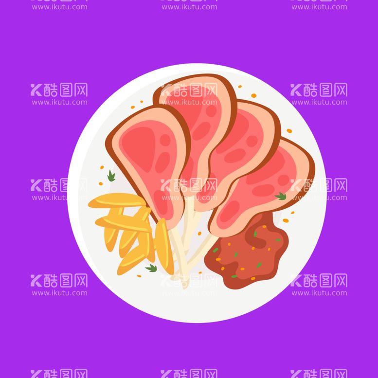 编号：76028012201637597652【酷图网】源文件下载-手绘西餐牛排