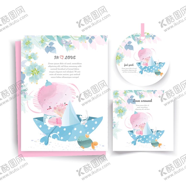 编号：60647010080437153143【酷图网】源文件下载-水彩动物卡片