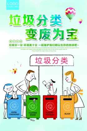 垃圾分类图片投放展板标语