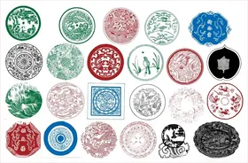 圆形花边边框传统图案花纹