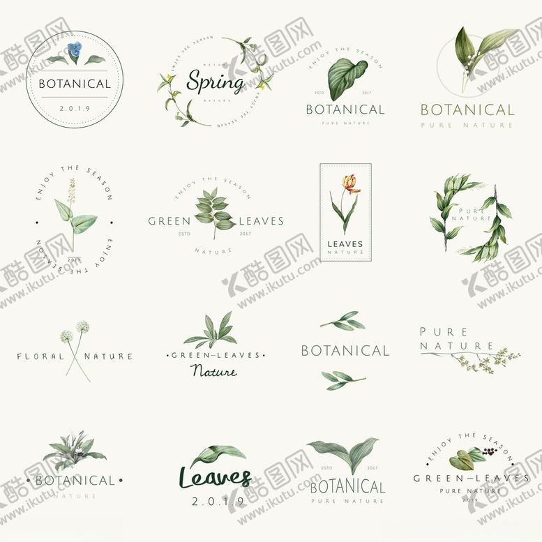 编号：24886404281347458252【酷图网】源文件下载-清新植物风品牌标志设计
