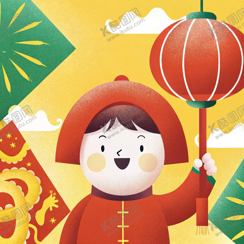 编号：13644402061628563447【酷图网】源文件下载-新年可爱小朋友插画