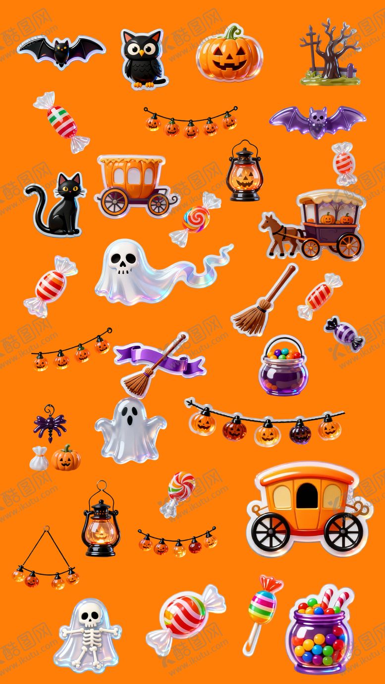 编号：23351411010212288566【酷图网】源文件下载-万圣节免扣立体贴纸