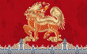 复古祥云红色瓦墙