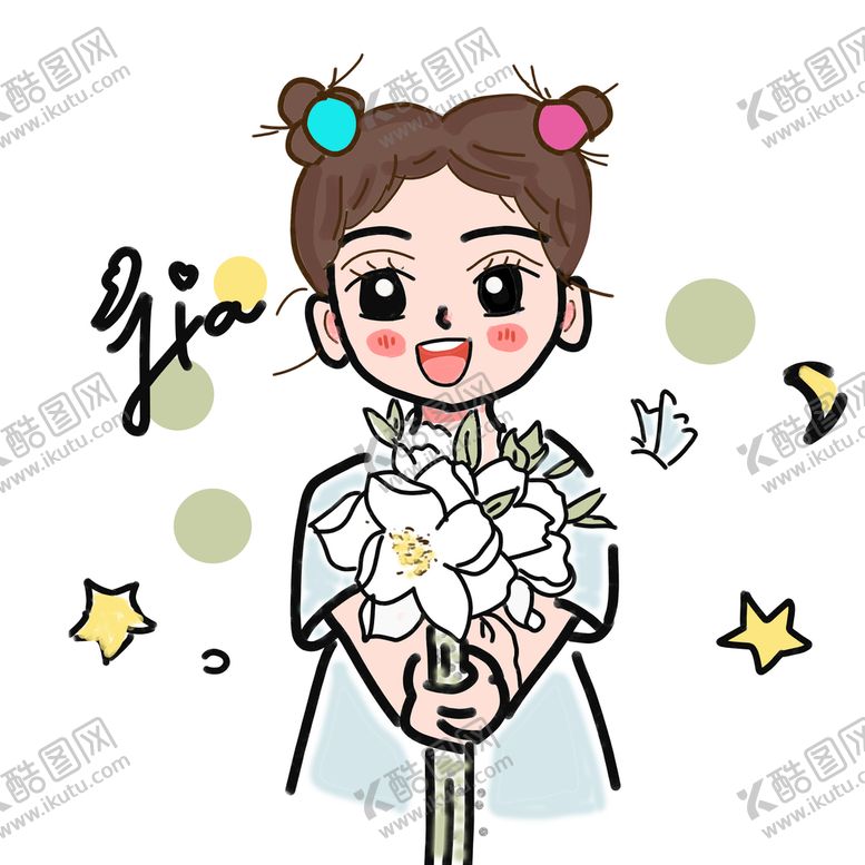 编号：88228710250900447563【酷图网】源文件下载-可爱Q版捧花小女孩素材