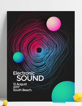 多彩音浪线渐变活动背景