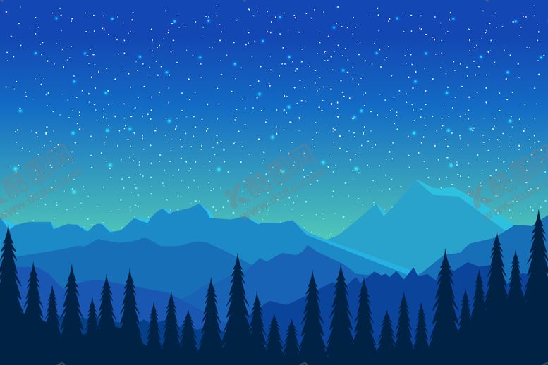 编号：91737612122319415404【酷图网】源文件下载-星空下的山林