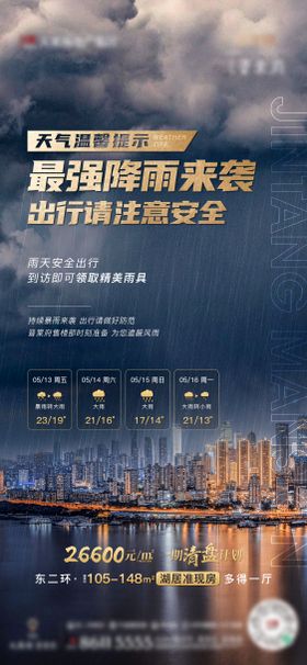 降雨暴雨温馨提示海报