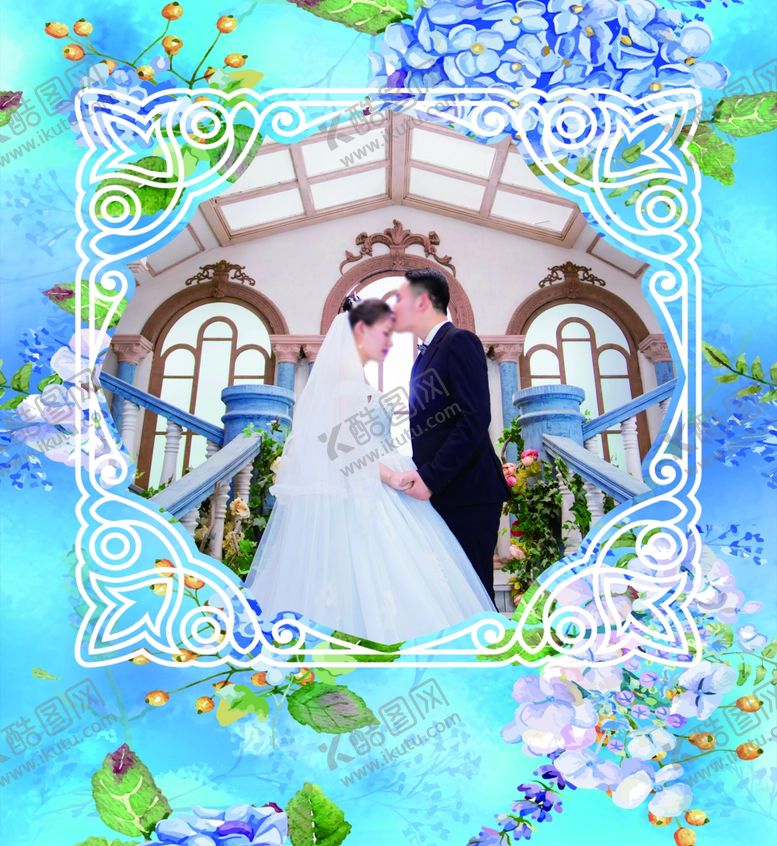 编号：67459309272017545680【酷图网】源文件下载-蓝色鲜花婚礼背景