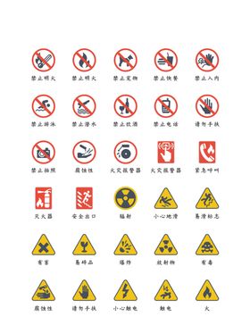 双色警告安全标志类矢量图标标识