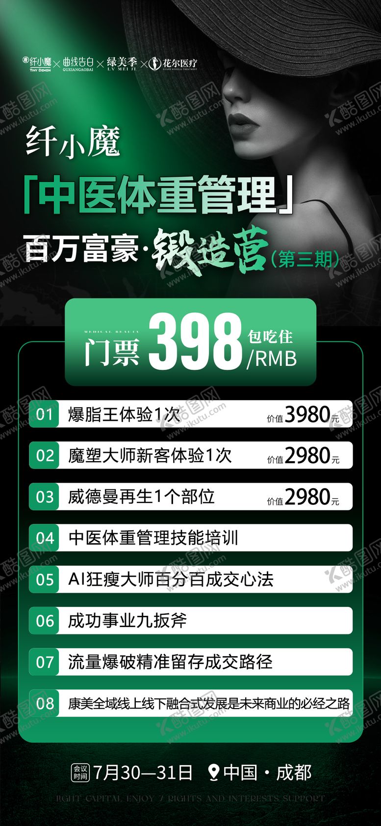 编号：88578303242054422846【酷图网】源文件下载-医美招商会议邀请门票海报