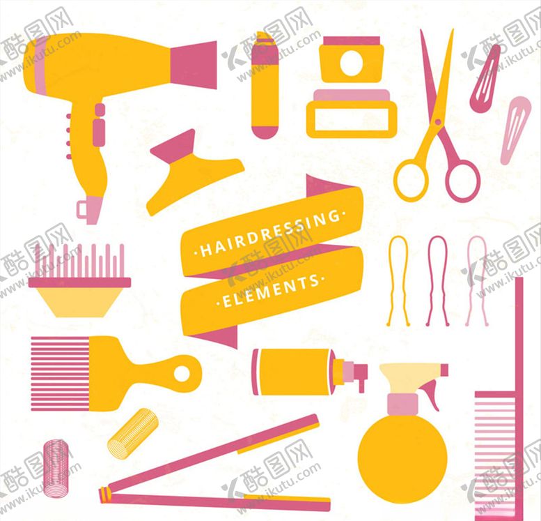 编号：11363707031947596330【酷图网】源文件下载-扁平化理发用品矢量素材