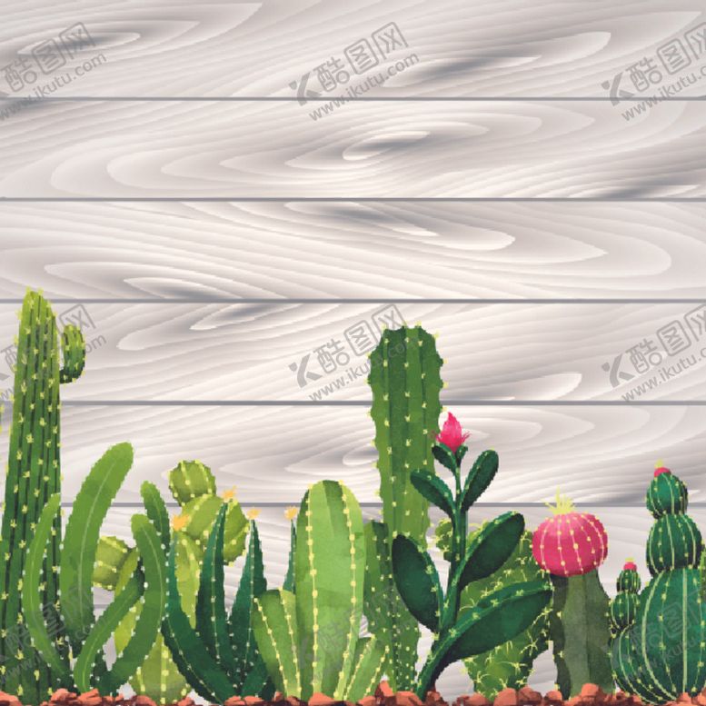 编号：99672510291409372898【酷图网】源文件下载-仙人掌植物印花图片