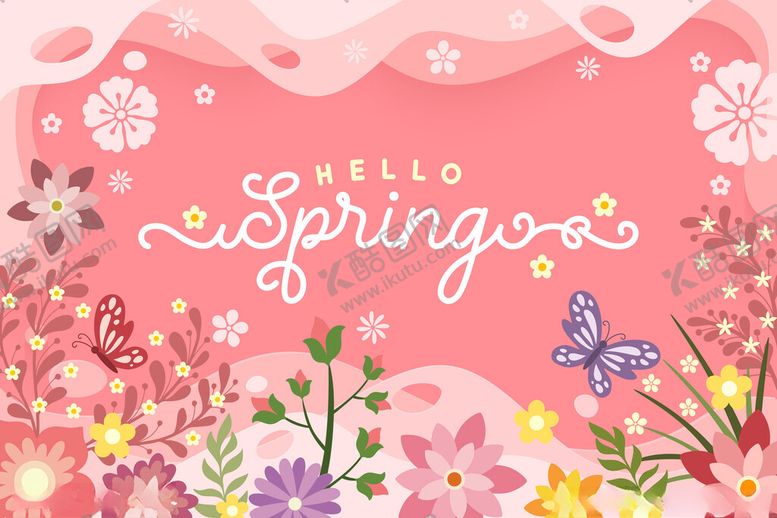 编号：45889204160028405911【酷图网】源文件下载-你好春天花卉背景图