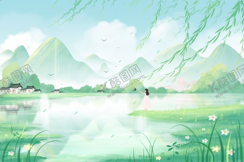 编号：40206407021651452295【酷图网】源文件下载-春日湖畔诗意风景