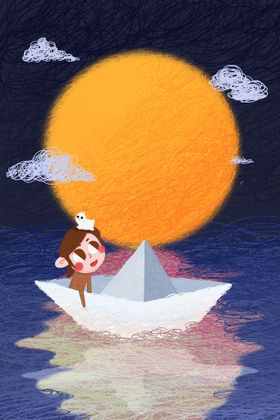 中秋节插画海报广告背景月兔