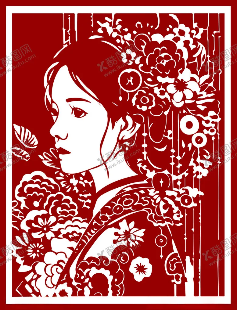编号：87187202192336437440【酷图网】源文件下载-剪纸美女
