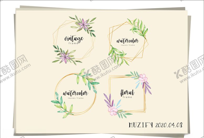 编号：51017909240620535866【酷图网】源文件下载-4款入小清新边框设计