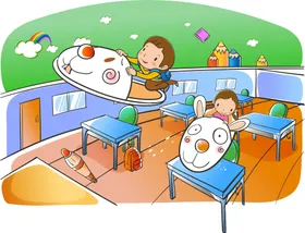 儿童插画公园手绘人物温馨背景课间活动