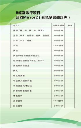 B超室诊疗项目蓝韵Mirro