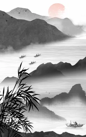 中国风背景元素梅花手绘花