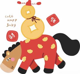 可爱马形玩偶与葫芦装饰