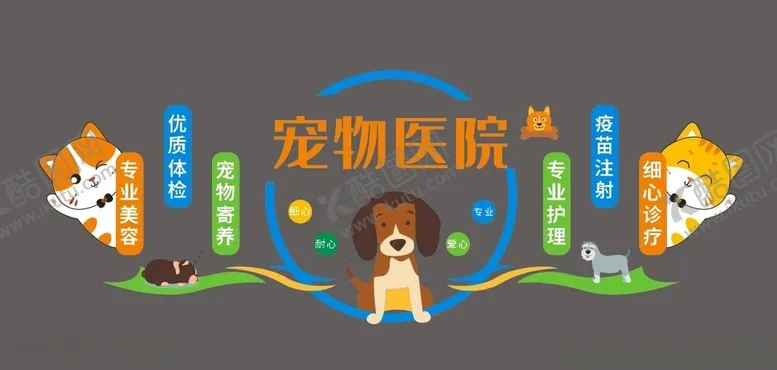 编号：30368202090250497423【酷图网】源文件下载-宠物医院护理形象文化墙