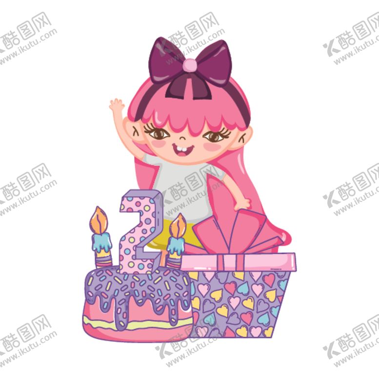 编号：23943505080855385495【酷图网】源文件下载-卡通生日女孩