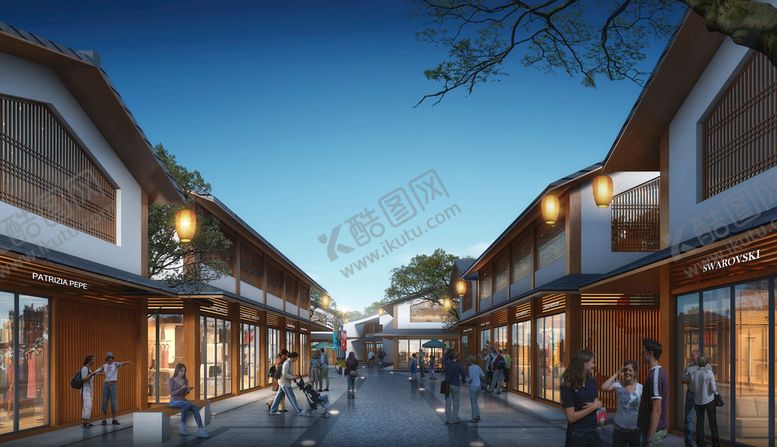 编号：96238009270705355418【酷图网】源文件下载-古建商业步行街透视图商业街