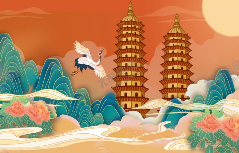 编号：26822802151122078884【酷图网】源文件下载-双塔寺