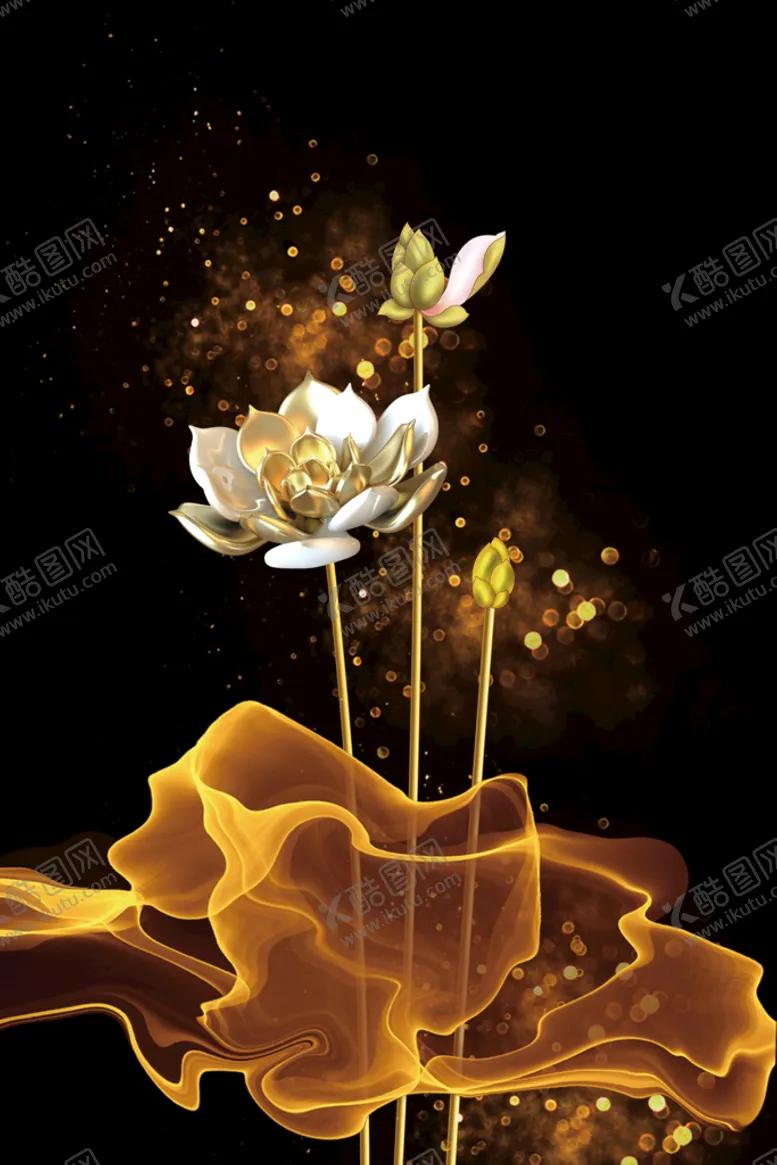 编号：50980911190709610327【酷图网】源文件下载-火里种金莲晶瓷画
