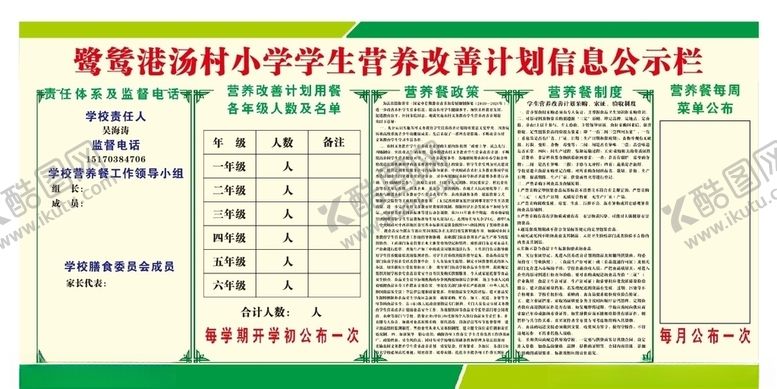 编号：52414810130138181116【酷图网】源文件下载-中小学营养餐公示栏