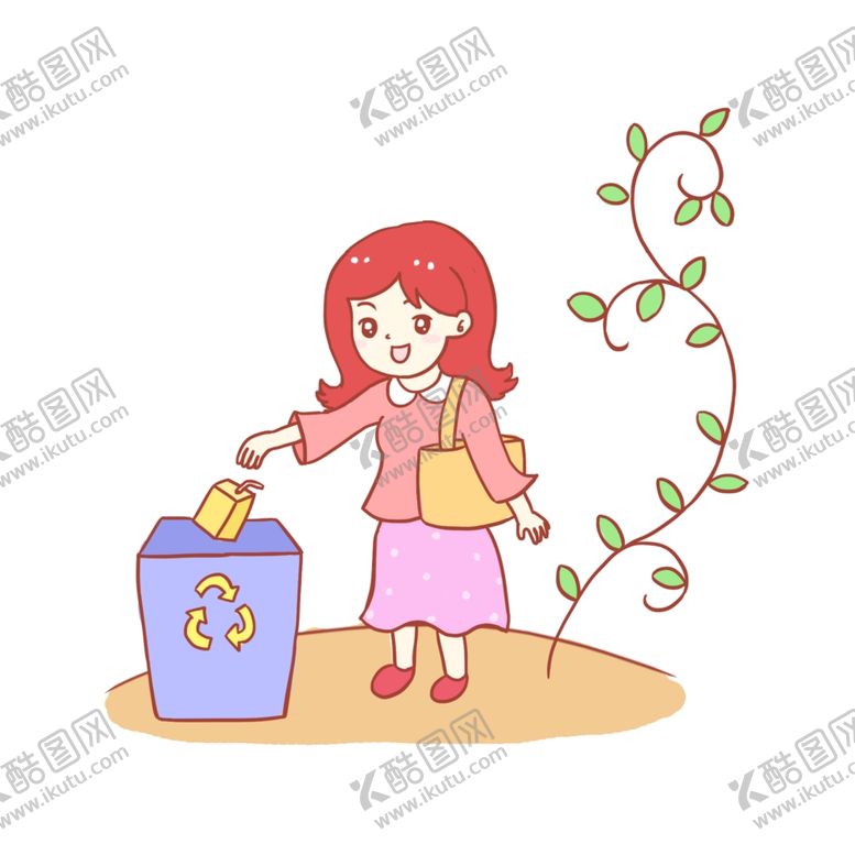 编号：79138410240724203936【酷图网】源文件下载-卡通扔垃圾女孩